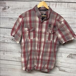 Harley-Davidson Plaid Short Sleeve Shirt - Red and Gray 2XL
